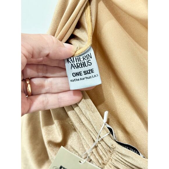 Katherin Aarhus Cintya Ruffled One Shoulder Maxi Dress Copper Gold Women's OS - Picture 7 of 8